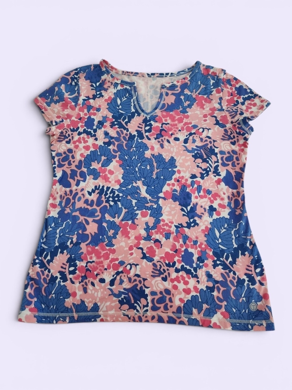 T by Talbots Activewear Floral Printed Cap Sleeve Tee Size MP
